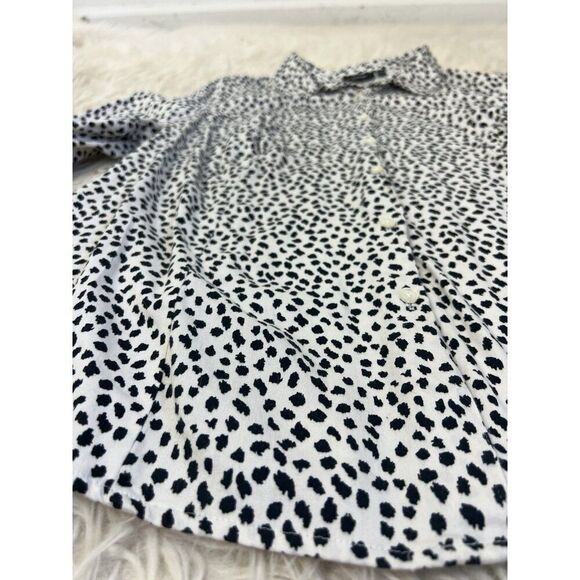 Apt. 9 Women Plus Size 1X White & Black Polkadot Speckle Button Up Blouse Shirt - Picture 13 of 13